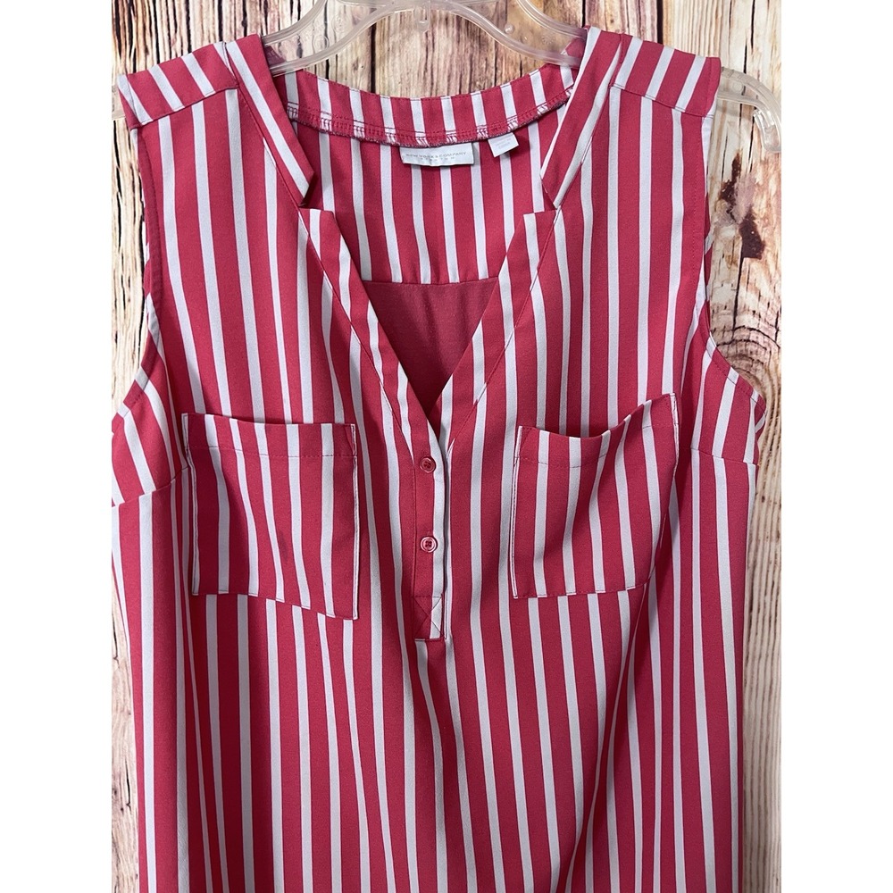 New York & Company Shirt Dress Pink White Striped Women's Size Medium